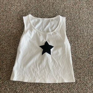 White Tank Top with Black Star